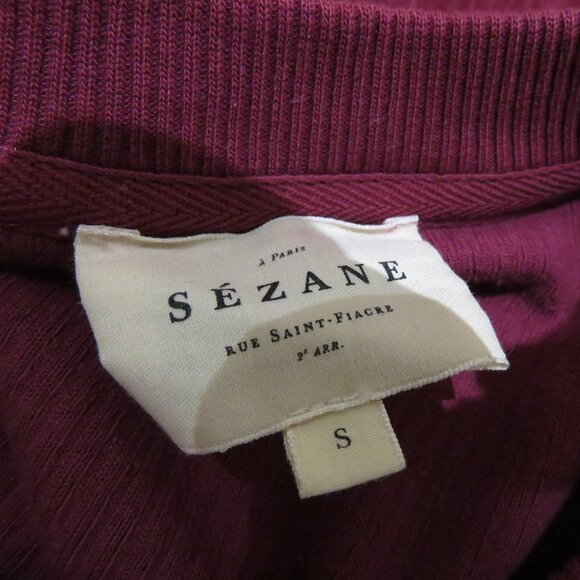 SEZANE Josie Sweatshirt Top Plum Corduroy Size Small Boho Romantic Cottage Trad - Picture 14 of 15